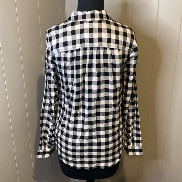 Madewell Women’s Small Checks Blouse Wrap Front Elastic Waist Long Sleeve - Picture 4 of 6